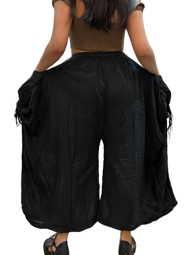 Black Cotton Voile Tashi Versatile Pants/Skirt
