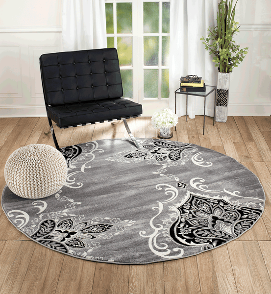  Lacomfy Modern Rug 4Ft Round Contemporary Abstract Rug