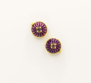 Purple enamel and Citrine buttons