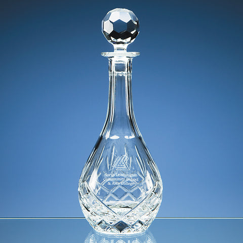 Engraved Panelled Crystal Wine Decanter