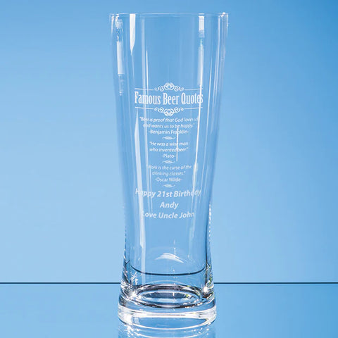 Large Handmade Engraved Beer Glass