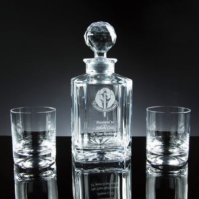 Regal Square Spirit Decanter And 2 Tumblers, Satin Box (available with engraving)