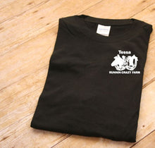 Load image into Gallery viewer, Runnin Crazy Farm Logo Youth or Adult Black Logo Wear