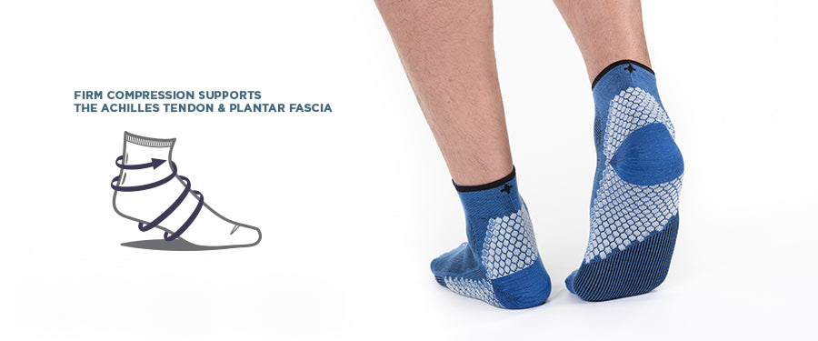 An infographic on how plantar fasciitis socks work
