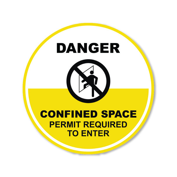 Confined Space -Entry Permit Required - Circle Anti-Slip Floor Sticker