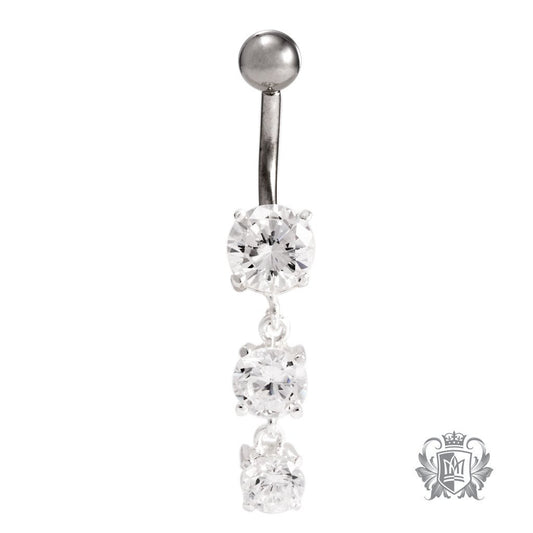 sterling silver jewellery york Titanium Double Jewelled Belly Bar