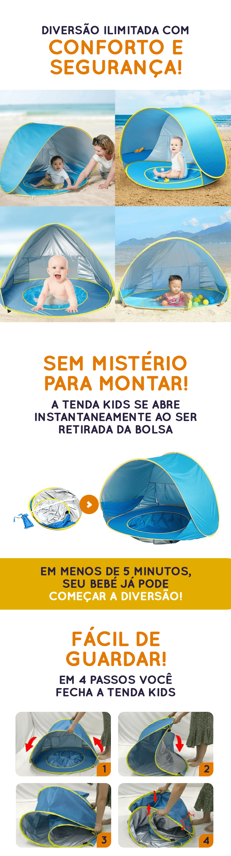 Barraca Bebê com Proteção UV - Tenda Kids