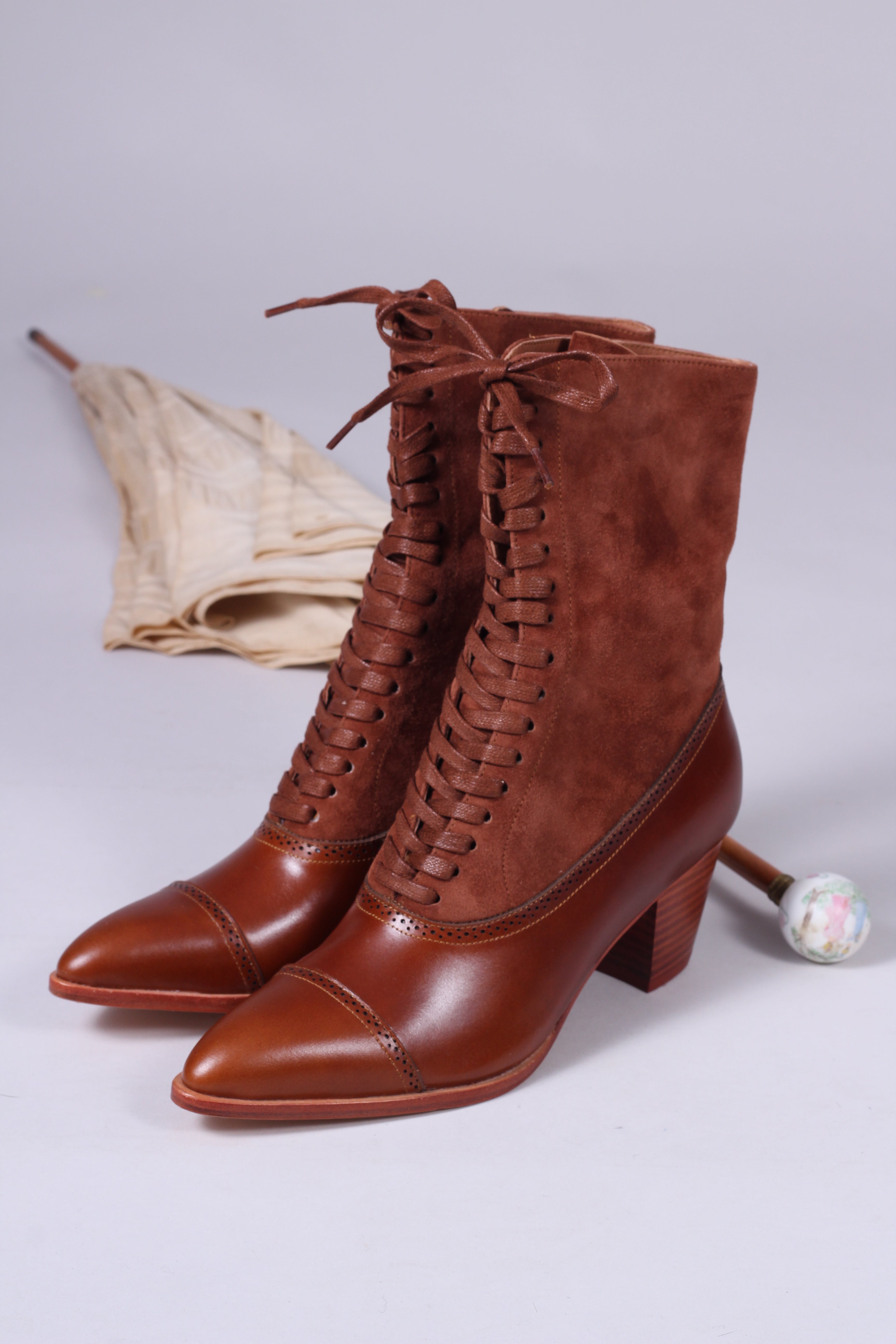 Edwardianske støvler 1900-1910 cognac brun - Victoria – Vintage Divine