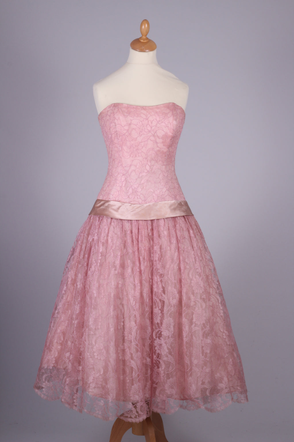Lyserød blonde selskabskjole, Harrods, 1950'erne, XS