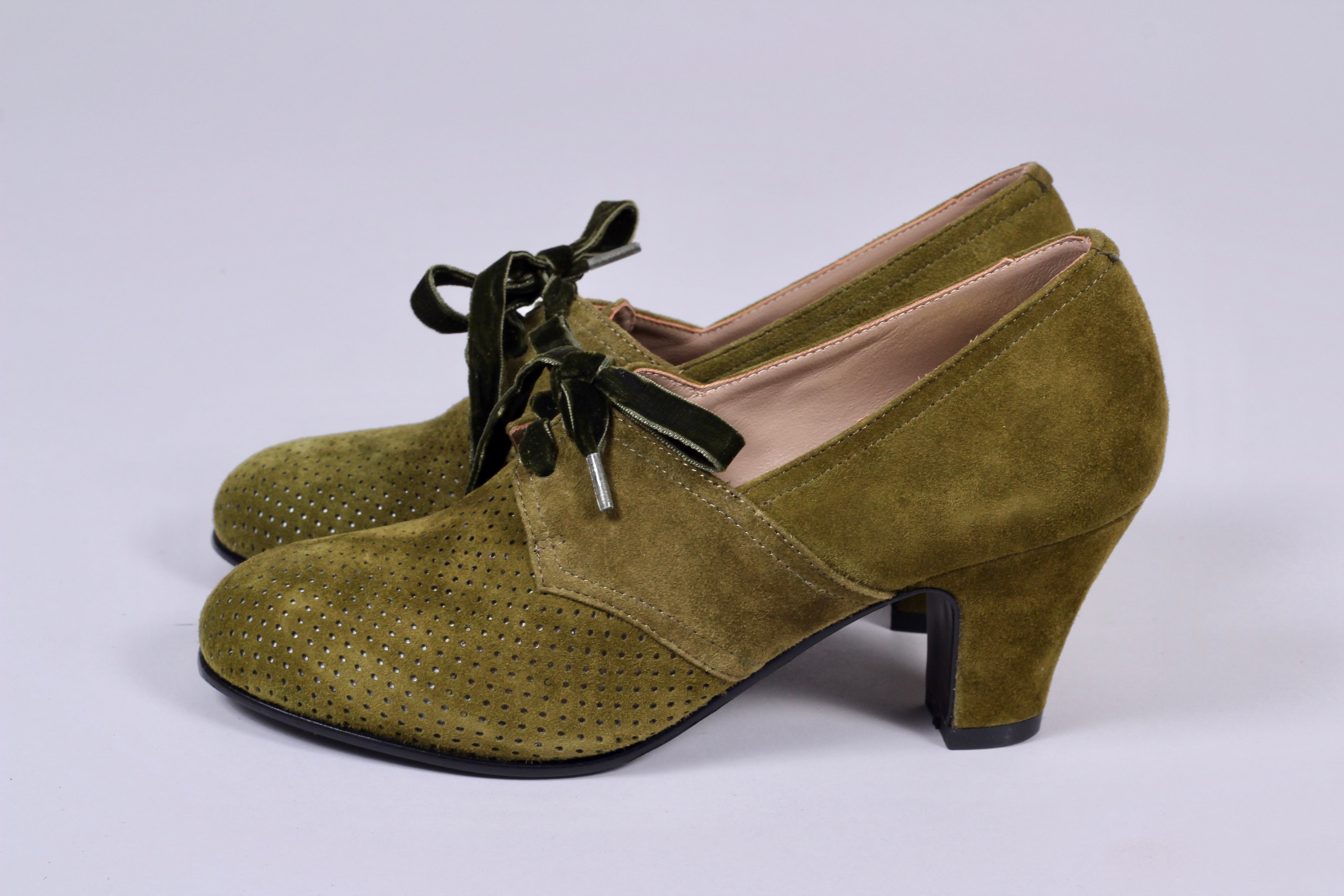 40'er vintage sko style pumps ruskind med snøre – Vintage Divine