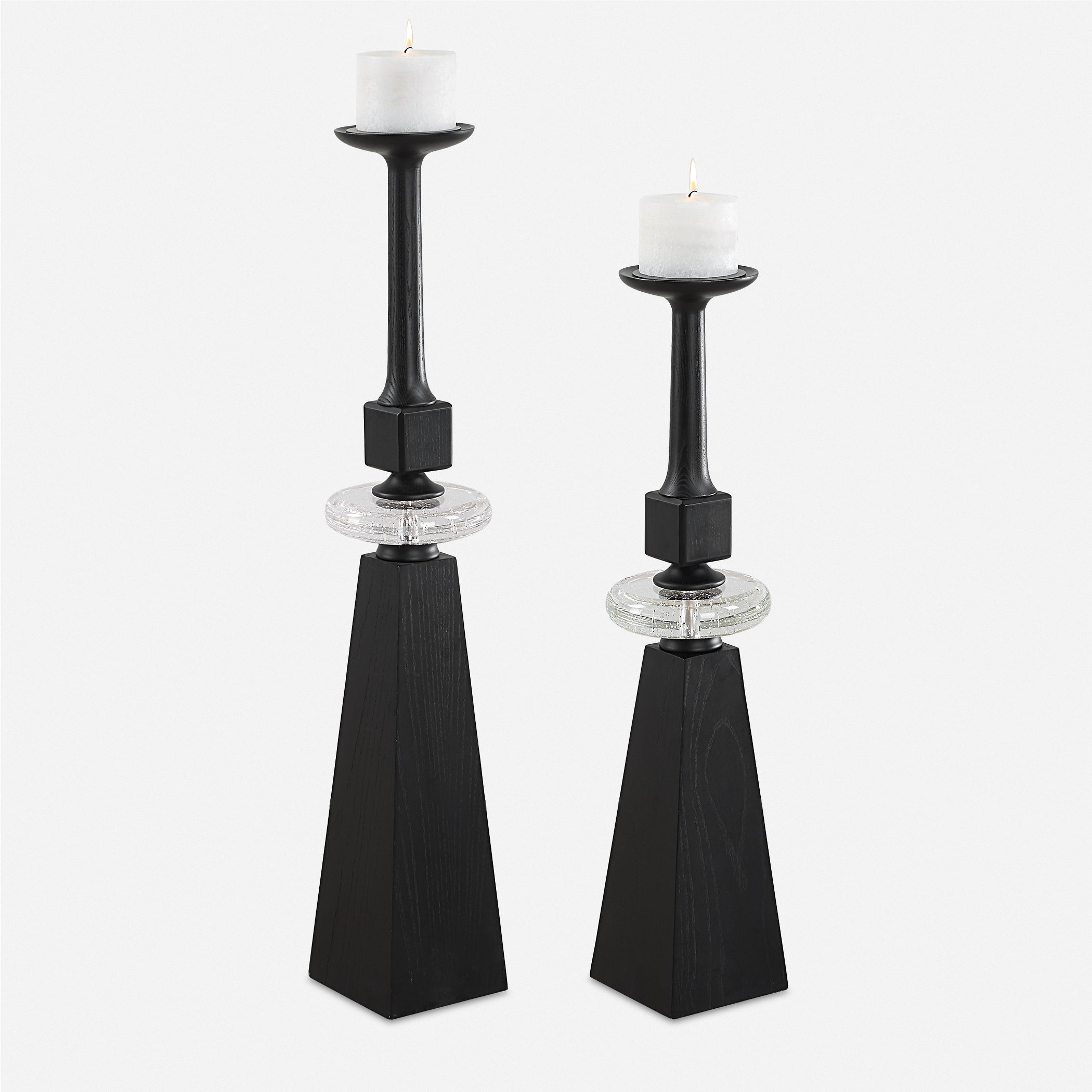 Uttermost Ebon Glow Floor Candleholders Set/2