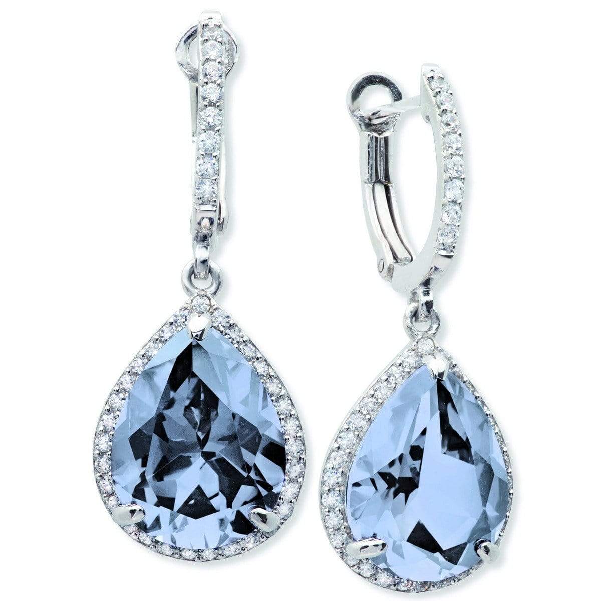 CRISLU Pear Drop Blue Quartz Earrings 