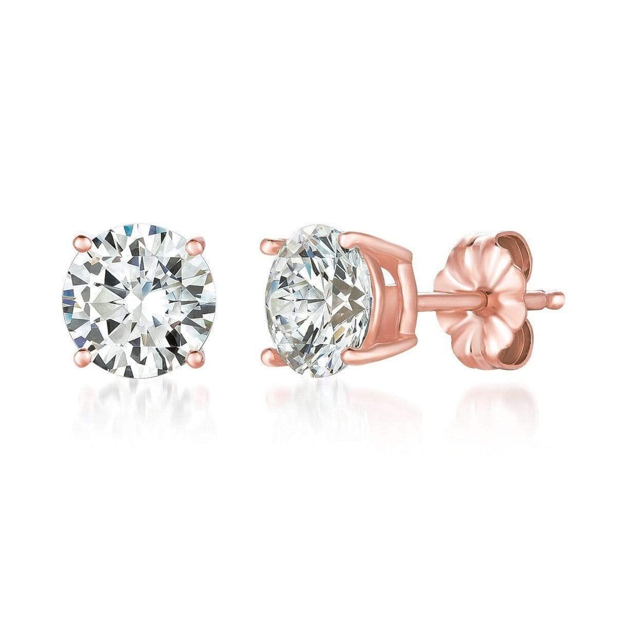 CRISLU Solitaire Brilliant Earrings 3.00 Carat Finished in 18KT Rose G ...