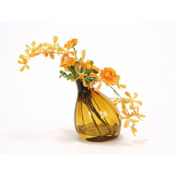 Waterlook® Yellow Orange Vanda Orchids with Gold Ranunculus in Amber G —  ShopTheAddison