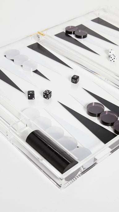 Tizo Lucite Backgammon Set White & Black — ShopTheAddison