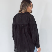 Willow Broderie Top Black