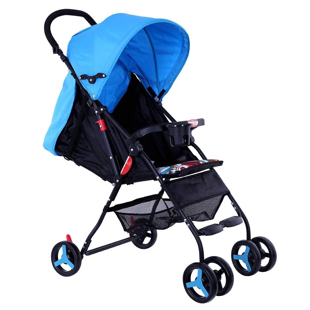 light blue stroller