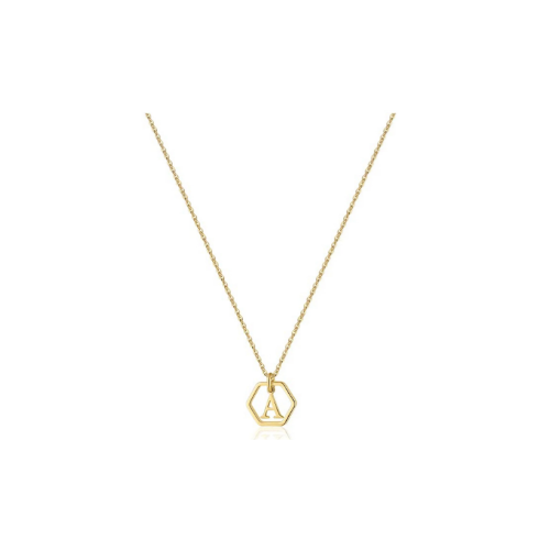 Women’s Hexagon Initial Necklace Via Amazon