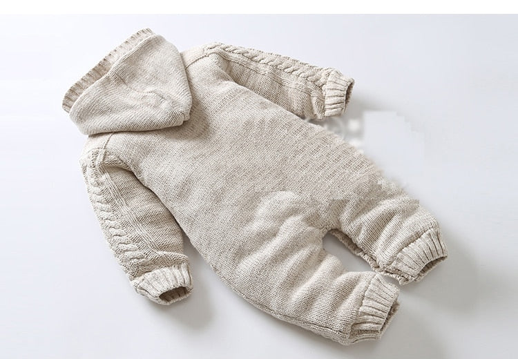 Knit Hooded Onesie For Newborn Baby Boy