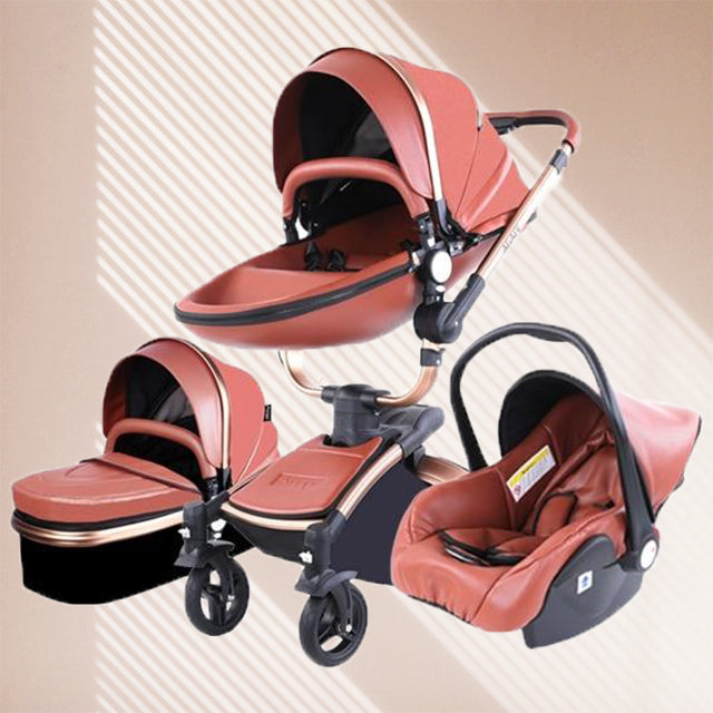 leather baby stroller 3 in 1