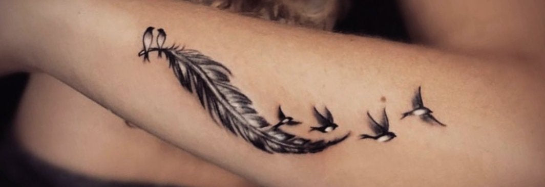 feather and birds tattoo