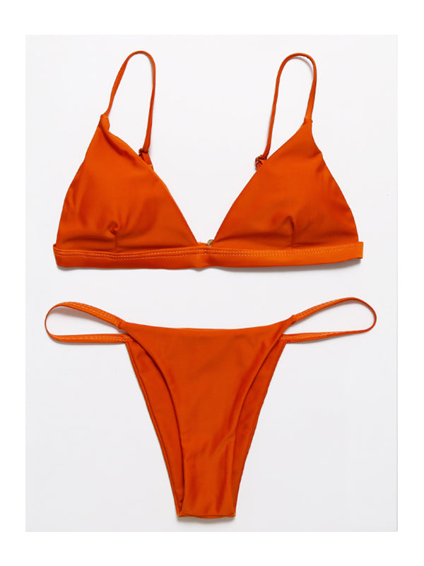 Solid Color Sexy Thong Split Bikini – BelleChloe