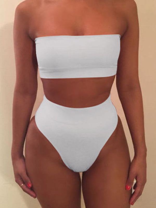 high waisted tube top bikini