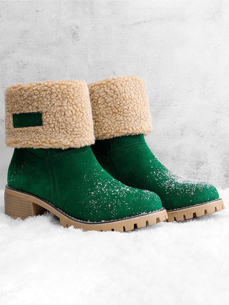 women large size snow boot warm chunky heel boots