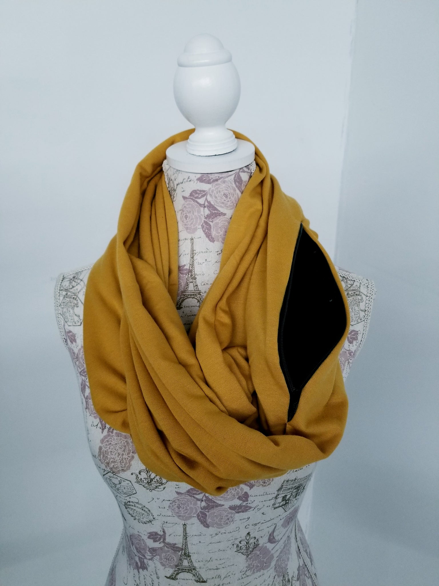 black and mustard scarf