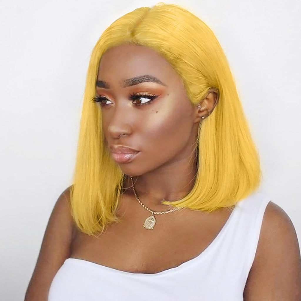 yellow bob wig