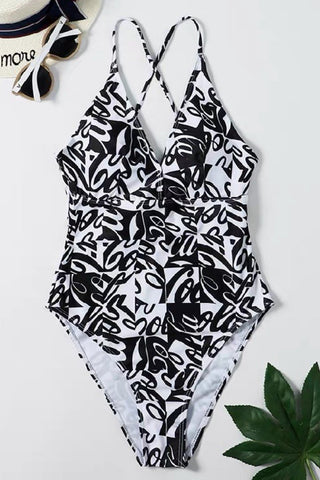 Abstract Print One Piece Swimsuits