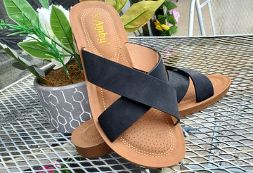 Black CrissCross Cushion Sandal