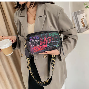 Small Graffiti Design PU Crossbody Shoulder Bag*Estimated Delivery 5 Weeks* Free Shipping