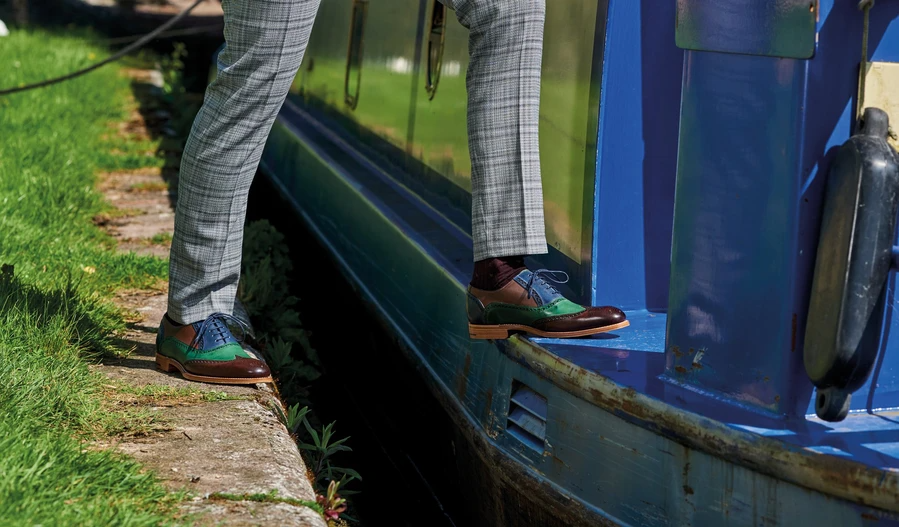 Valiant Multi- Ebony/ Green/ Blue Hand painted oxford brogue shoes