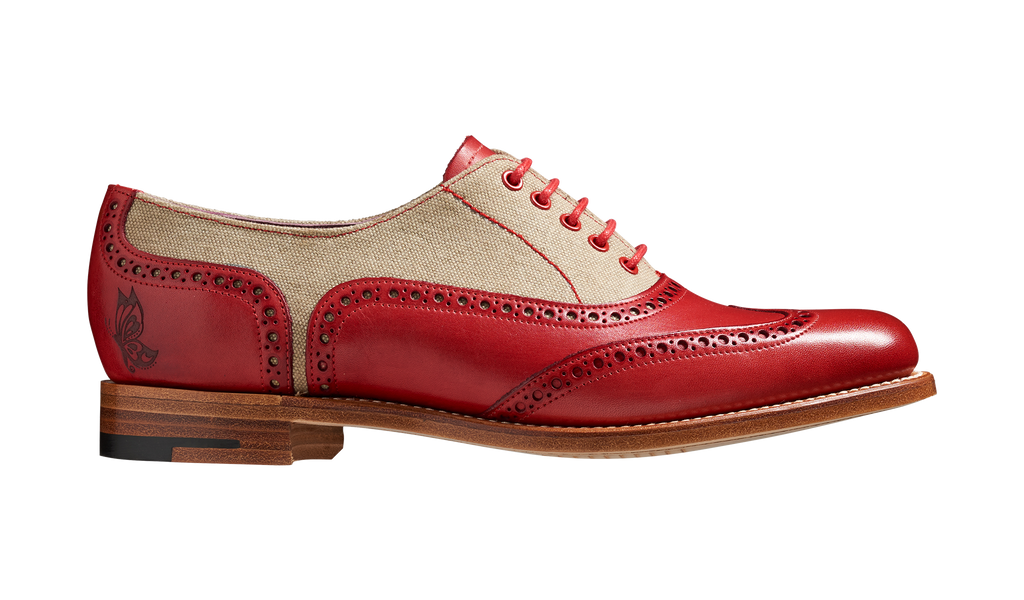 Ali - Red Hand Painted / Grey Canvas | Womens Wingtip Brogue Oxfords ...