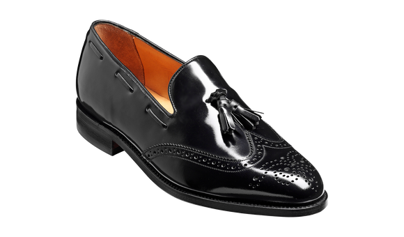 Clive - Black Hi-Shine Wingtip Mens Loafer | Barker Shoes USA
