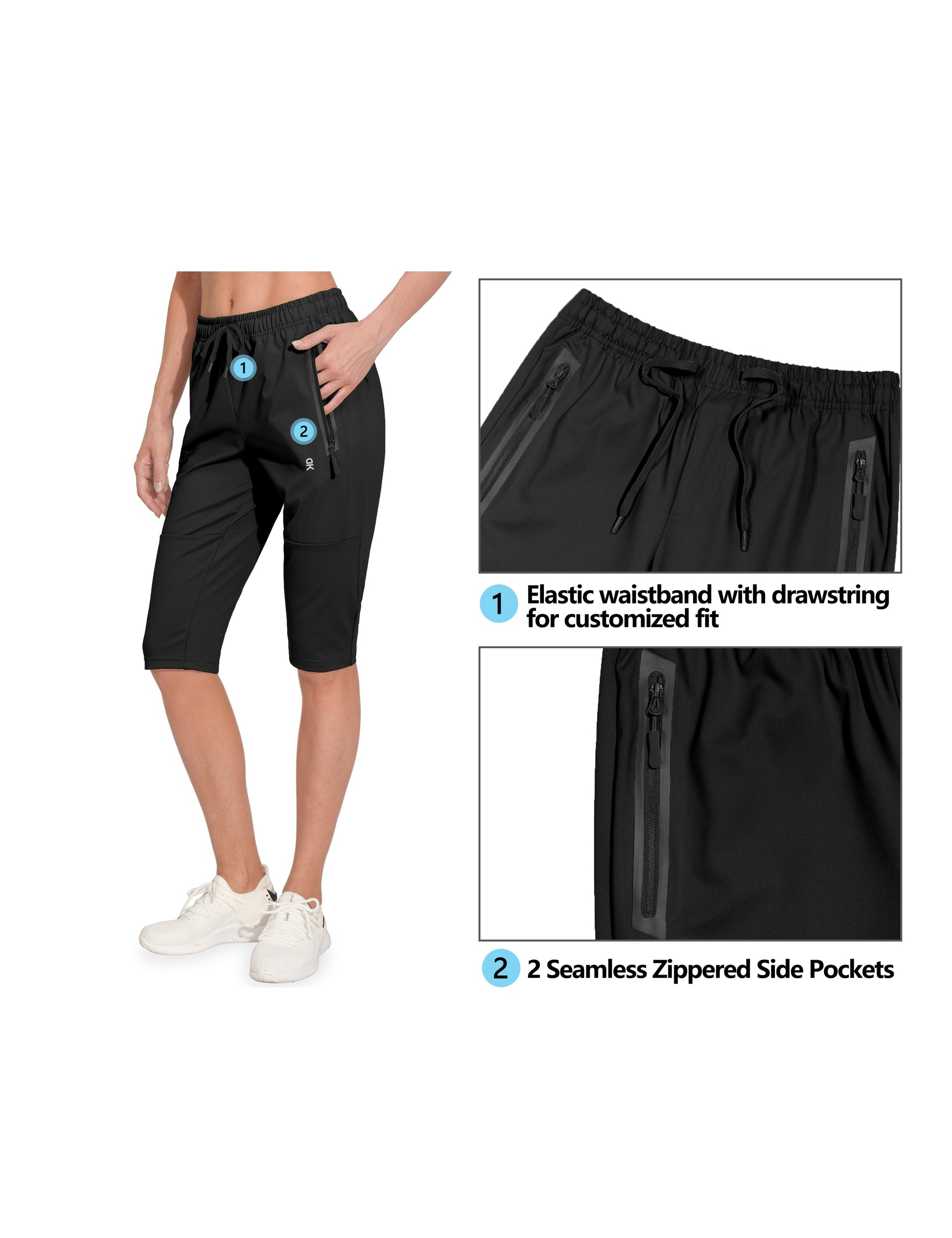 Women's Quick Dry Cool Drawstring Capri Pants YZF US-DK
