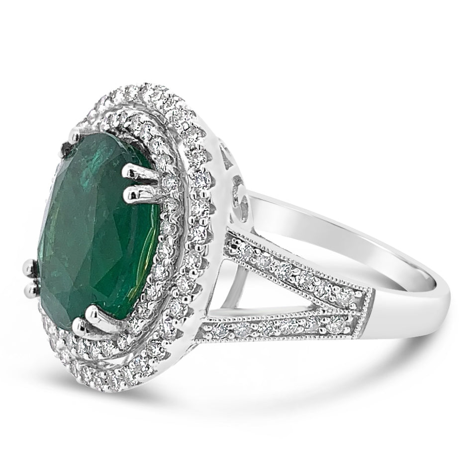 3.42ct Natural Emerald and 0.58ctw 