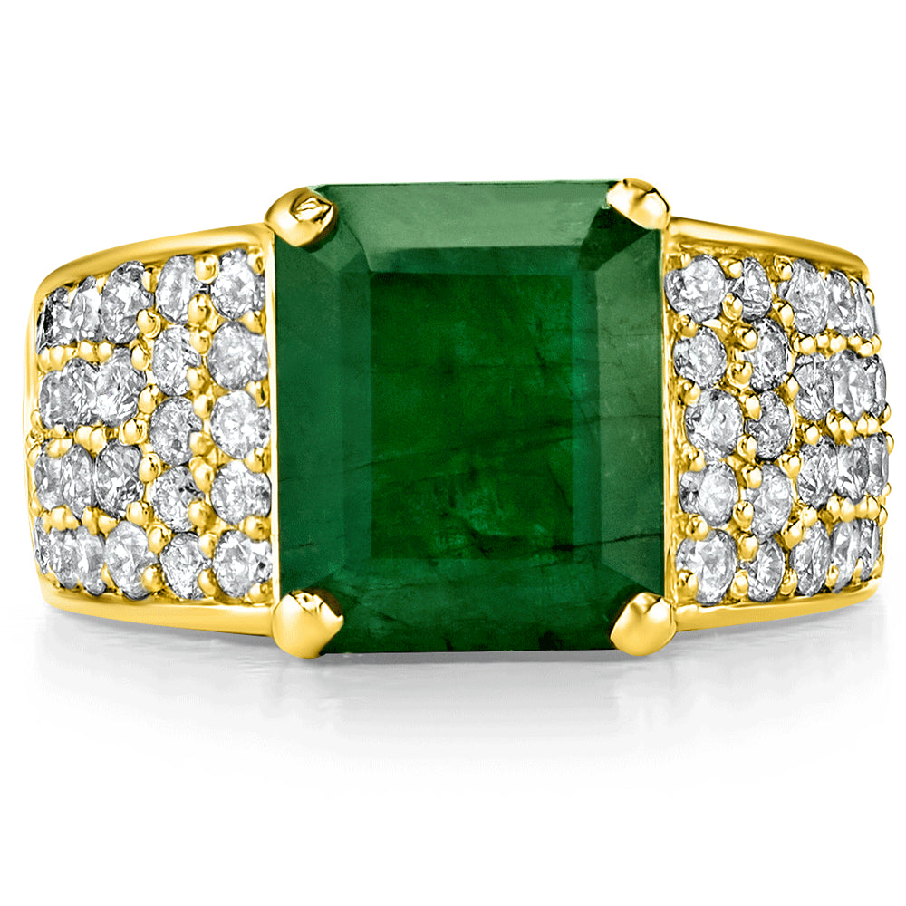 3.07 cts Colombian Emerald and 1.71 CTW Diamond 14K Yellow Gold