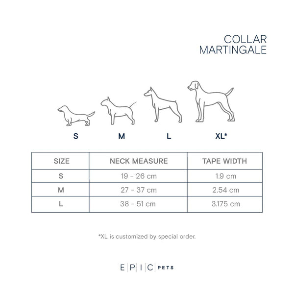 guía de tallas collar martingale EPIC Pets