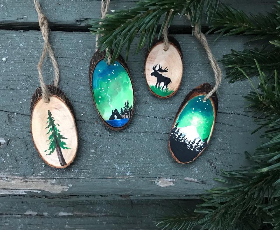 Set of green outdoor inspired ornaments