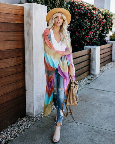 Rainbow Color Beach Cardigan