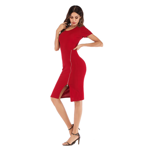 Chic Round Neck Wrap Dress