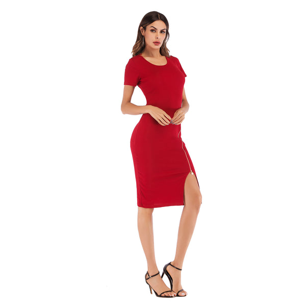 Chic Round Neck Wrap Dress