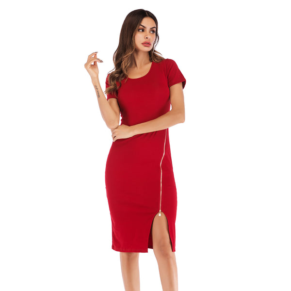 Chic Round Neck Wrap Dress