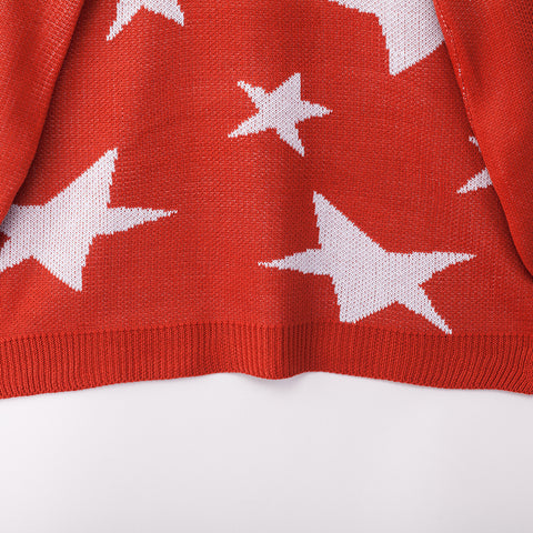 Casual Star Print Round Neck Sweater