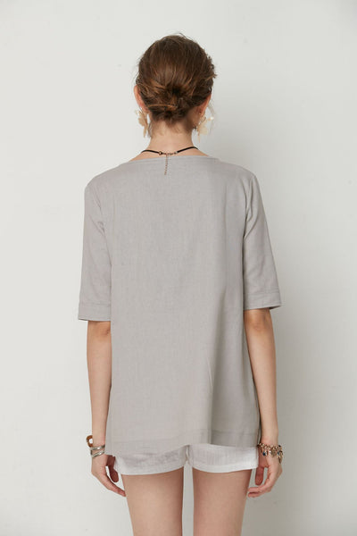 Irregular Caual Round Neck Top