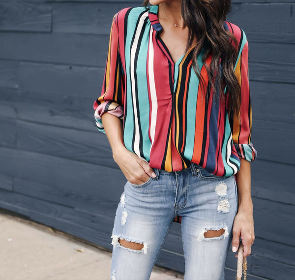 Multicolor Striped Print Shirt