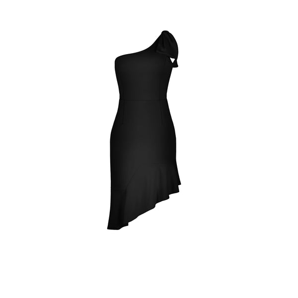 One-Shoulder Irregular Ruffle Dress