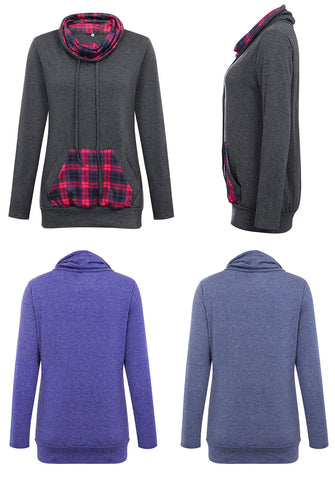 Plaid Stitching Casual Sweater